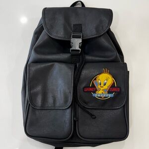 Vintage 1998 Warner Bros. Looney Tunes Tweety Bird Black Backpack